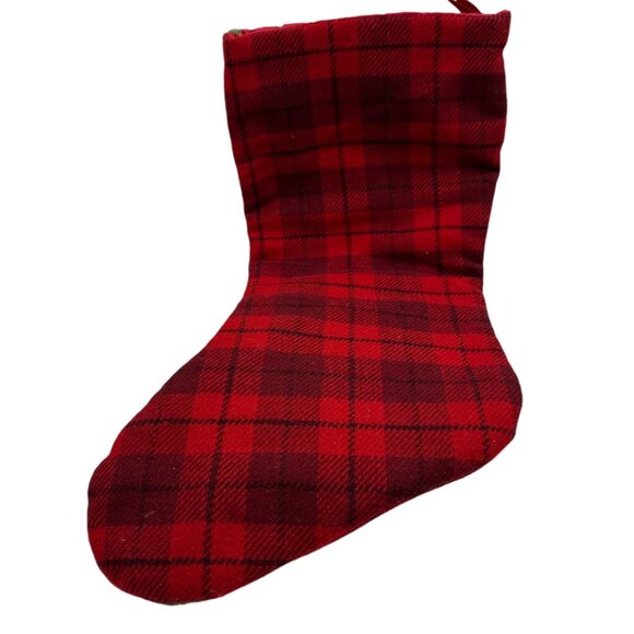 Vintage Christmas Stocking With Snowman Button Accents 18" Holiday Decoration - Picture 8 of 11